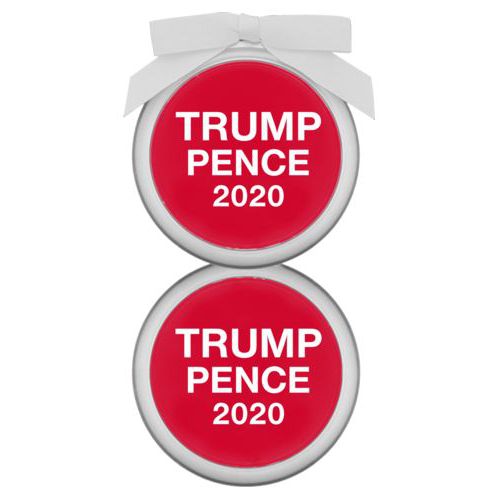 Personalized ornament personalized with "Trump Pence 2020" on red design