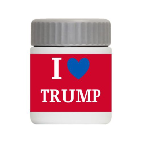 Personalized 12oz food jar personalized with "I Love TRUMP" design