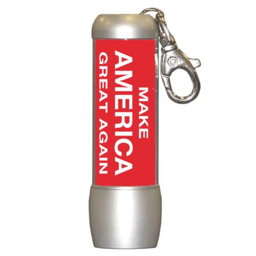 Handy custom photo flashlight personalized with "Make America Great Again" design on red