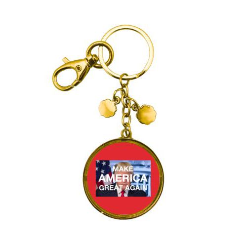 Custom keychain personalized with Trump photo and "Make America Great Again" design