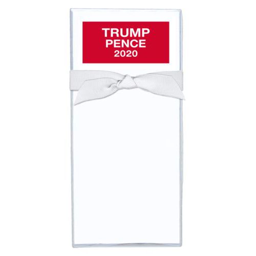 Note sheets personalized with "Trump Pence 2020" on red design
