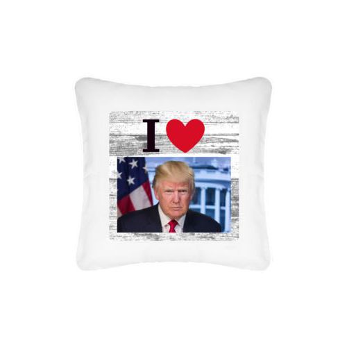 Custom pillow personalized with "I Love Trump" with photo design