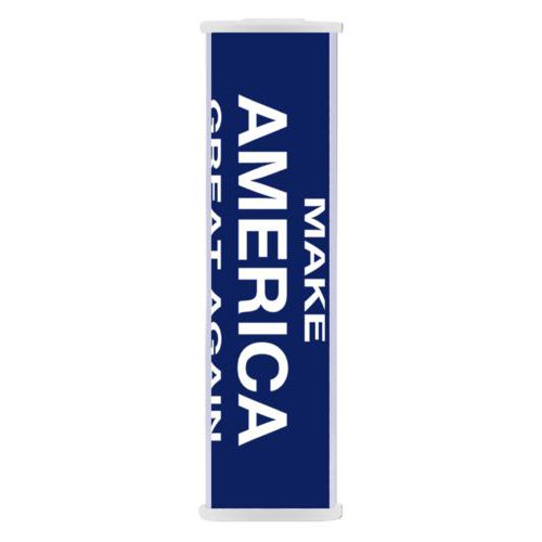 Personalized portable phone charger personalized with "Make America Great Again" design on blue
