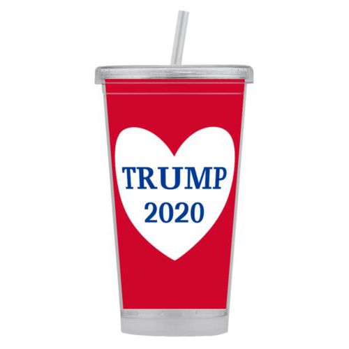 Tumbler personalized with "Trump 2020" in heart design