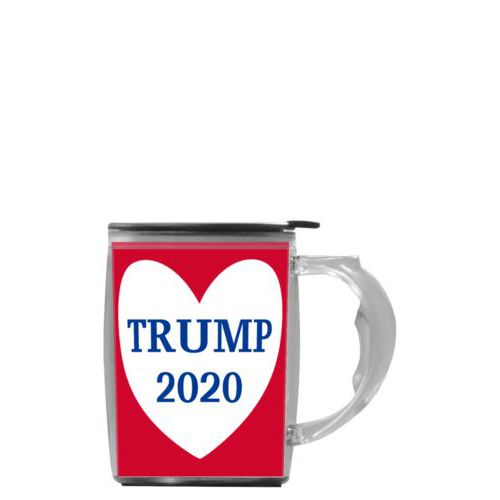 Personalized handle mug personalized with "Trump 2020" in heart design