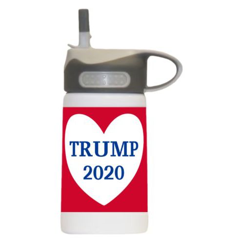 12oz insulated steel sports bottle personalized with "Trump 2020" in heart design