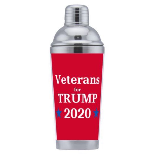 Custom coctail shaker personalized with "Veterans for Trump 2020" design