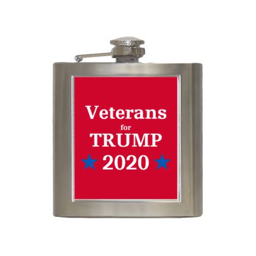 Durable steel flask personalized with "Veterans for Trump 2020" design