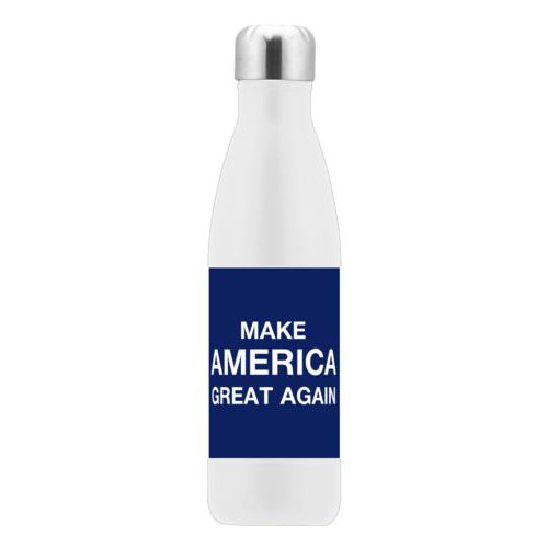 17oz insulated steel bottle personalized with "Make America Great Again" design on blue