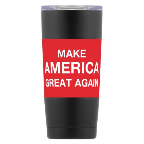 20oz vacuum insulated steel mug personalized with "Make America Great Again" design on red