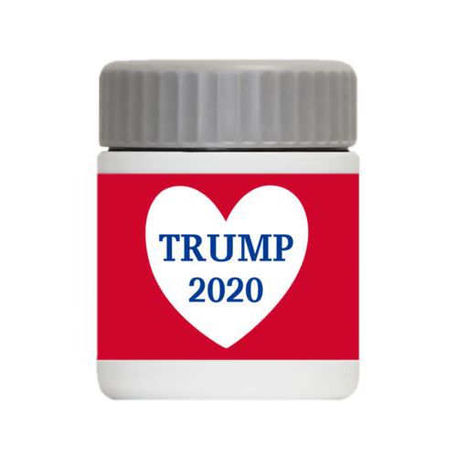 Personalized 12oz food jar personalized with "Trump 2020" in heart design