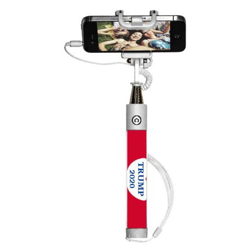 Personalized selfie stick personalized with "Trump 2020" in heart design