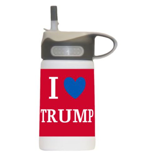 12oz insulated steel sports bottle personalized with "I Love TRUMP" design
