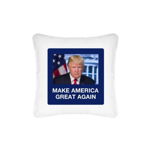 Custom pillow personalized with Trump photo with "Make America Great Again" design