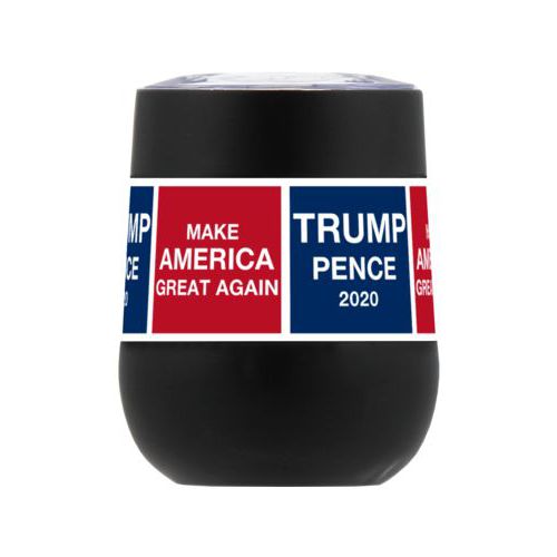 Personzlized insulated steel 8oz cup personalized with "Trump Pence 2020" and "Make America Great Again" tiled design
