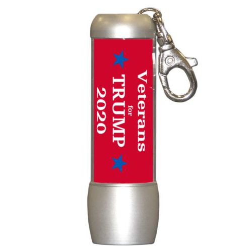 Handy custom photo flashlight personalized with "Veterans for Trump 2020" design
