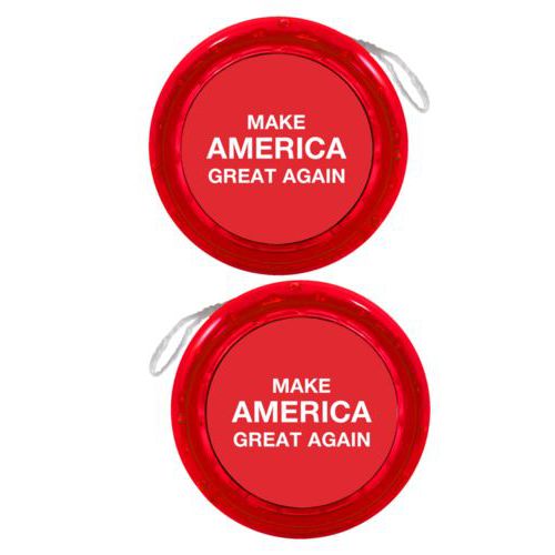 Personalized yoyo personalized with "Make America Great Again" design on red