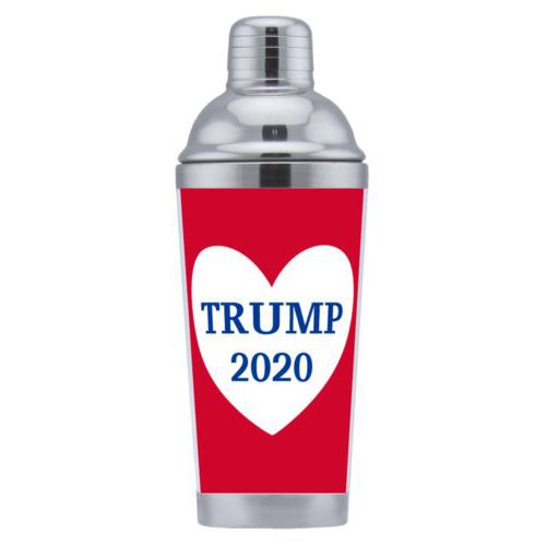 Personalized coctail shaker personalized with "Trump 2020" in heart design