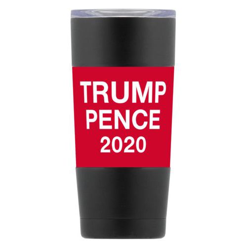 20oz insulated steel mug personalized with "Trump Pence 2020" on red design