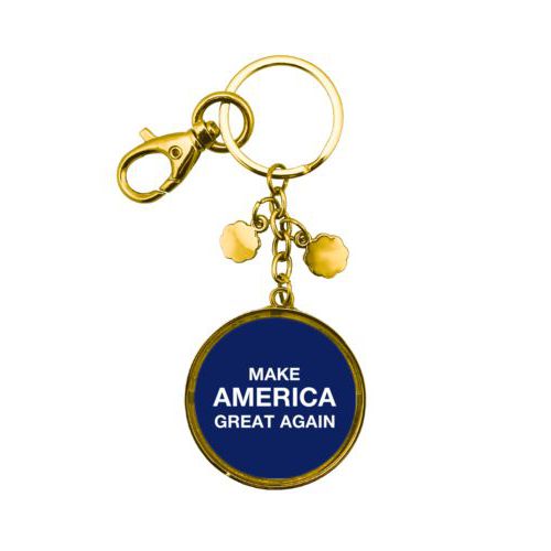 Custom keychain personalized with "Make America Great Again" design on blue