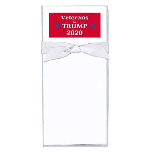 Note sheets personalized with "Veterans for Trump 2020" design