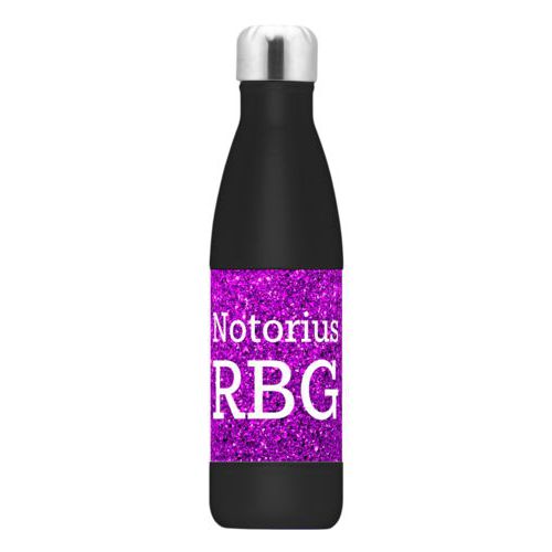17oz insulated steel bottle personalized with "Notorious RGB" on purple design