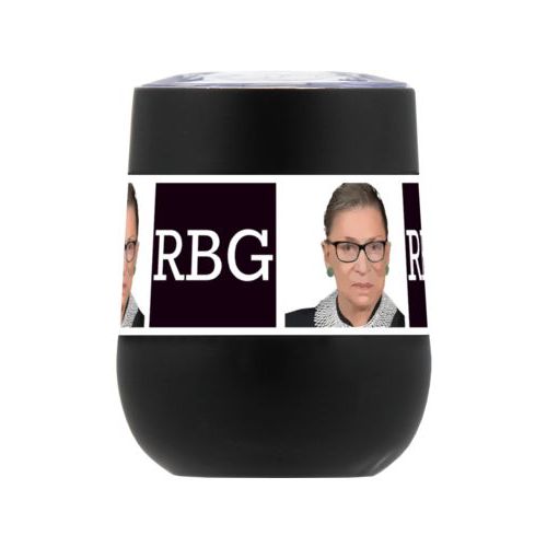 Personalized insulated steel 8oz cup personalized with Ruth Bader Ginsburg drawing and "RGB" tiled design