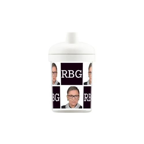 Personalized toddler cup personalized with Ruth Bader Ginsburg drawing and "RGB" tiled design