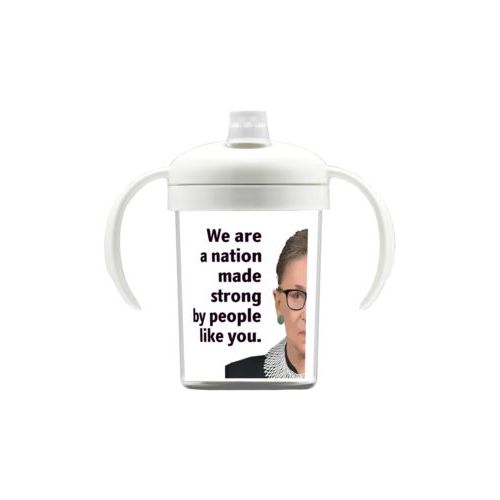 Personalized sippy cup personalized with Ruth Bader Ginsburg drawing and "Notorious RGB" on galaxy design