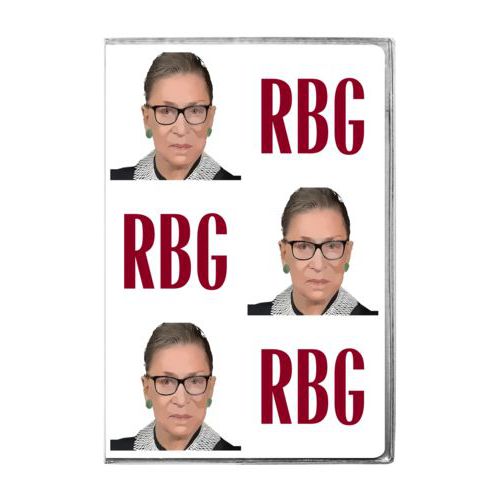 4x6 journal personalized with Ruth Bader Ginsburg drawing and "RGB" tiled design
