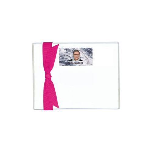 Flat cards personalized with Ruth Bader Ginsburg drawing and "Notorious RGB" on marble design