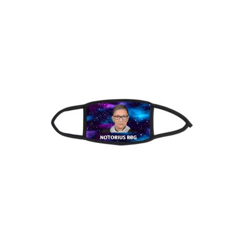 Face masks personalized with galactic pattern and photo and the saying "NOTORIUS RBG"