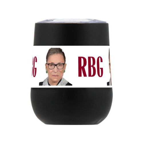 Personalized insulated steel 8oz cup personalized with Ruth Bader Ginsburg drawing and "RGB" tiled design