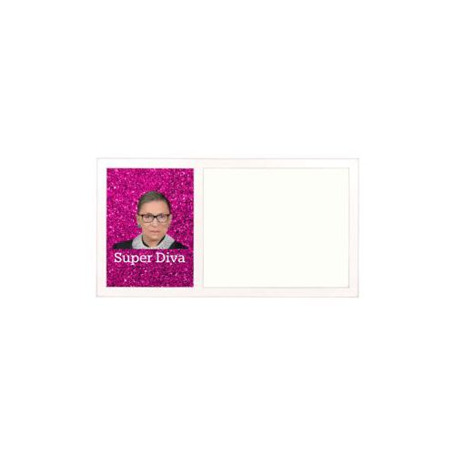 Personalized whiteboard personalized with Ruth Bader Ginsburg drawing and "Super Diva" design