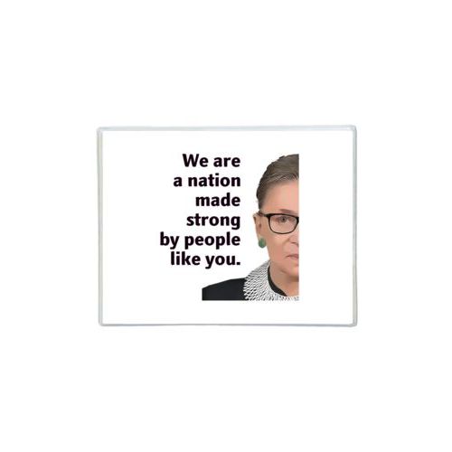 Personalized note cards personalized with photo and the saying "We are a nation made strong by people like you."