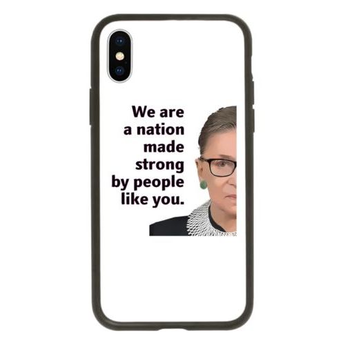 Personalized phone case personalized with Ruth Bader Ginsburg drawing and "Notorious RGB" on galaxy design