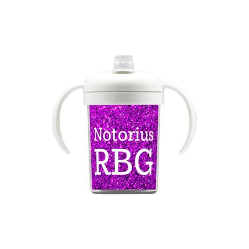 Personalized sippy cup personalized with "Notorious RGB" on purple design