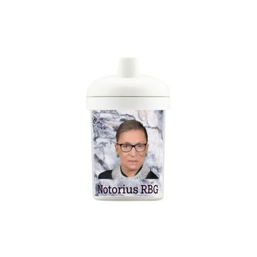 Personalized toddler cup personalized with Ruth Bader Ginsburg drawing and "Notorious RGB" on marble design