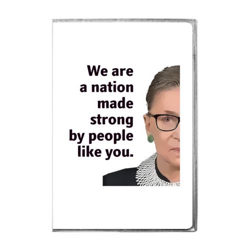Personalized journal personalized with photo and the saying "We are a nation made strong by people like you."