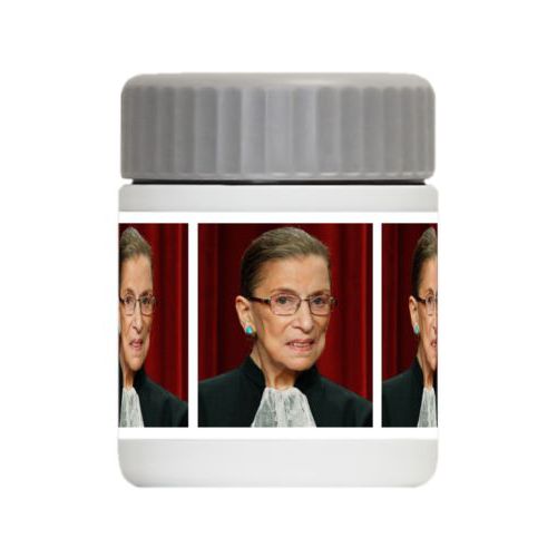 Personalized 12oz food jar personalized with Ruth Bader Ginsburg photo design