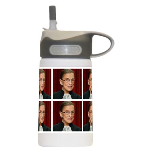 12oz insulated steel sports bottle personalized with Ruth Bader Ginsburg photo design