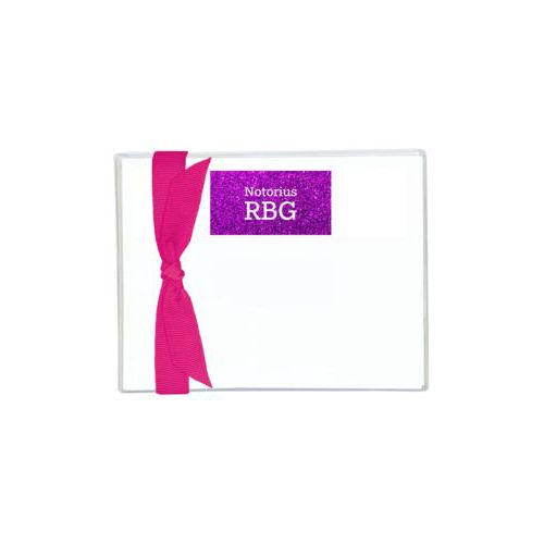 Flat cards personalized with "Notorious RGB" on purple design