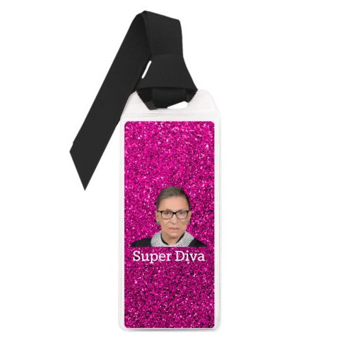 Personalized bookmark personalized with Ruth Bader Ginsburg drawing and "Super Diva" design