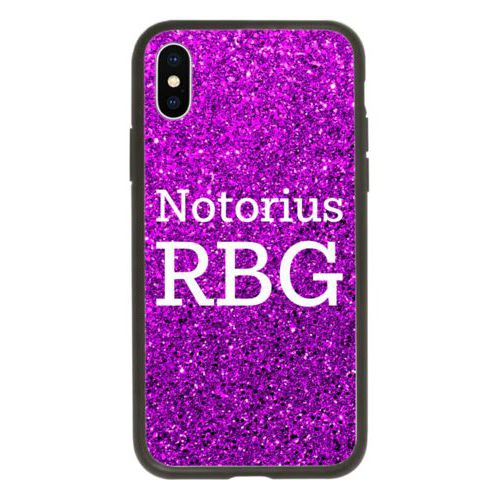 Personalized phone case personalized with "Notorious RGB" on purple design