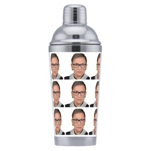 Personalized coctail shaker personalized with Ruth Bader Ginsburg photo design