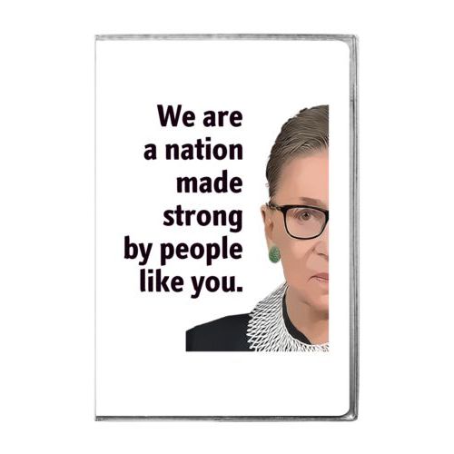 Personalized journal personalized with photo and the saying "We are a nation made strong by people like you."