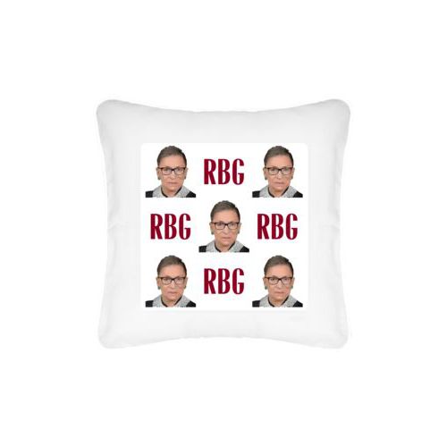 Custom pillow personalized with Ruth Bader Ginsburg drawing and "RGB" tiled design