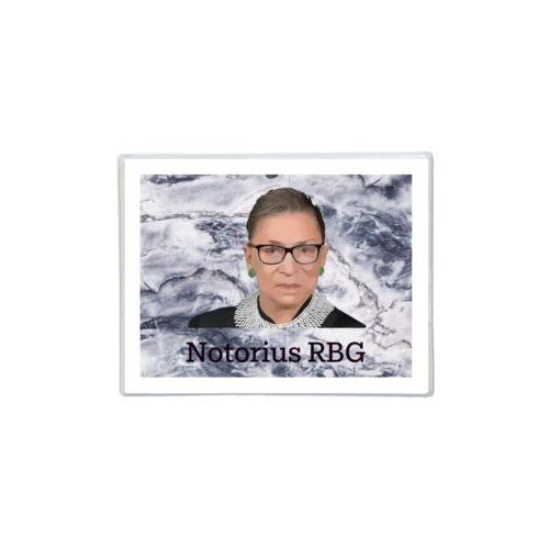 Note cards personalized with Ruth Bader Ginsburg drawing and "Notorious RGB" on marble design