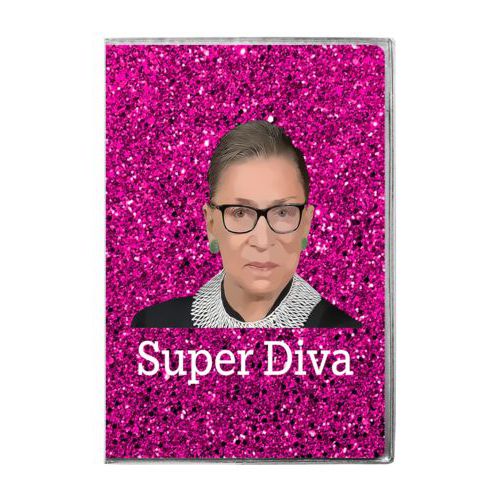 4x6 journal personalized with Ruth Bader Ginsburg drawing and "Super Diva" design