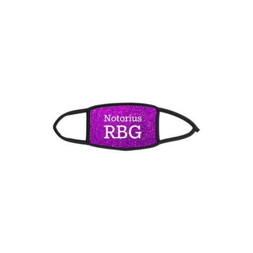 Custom facemask personalized with "Notorious RGB" on purple design